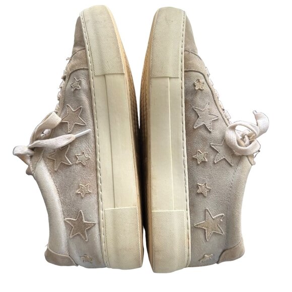 J/SLIDES Star Sneakers Size 8.5 Gold Metallic Leather Lace-up Platform - Picture 4 of 11